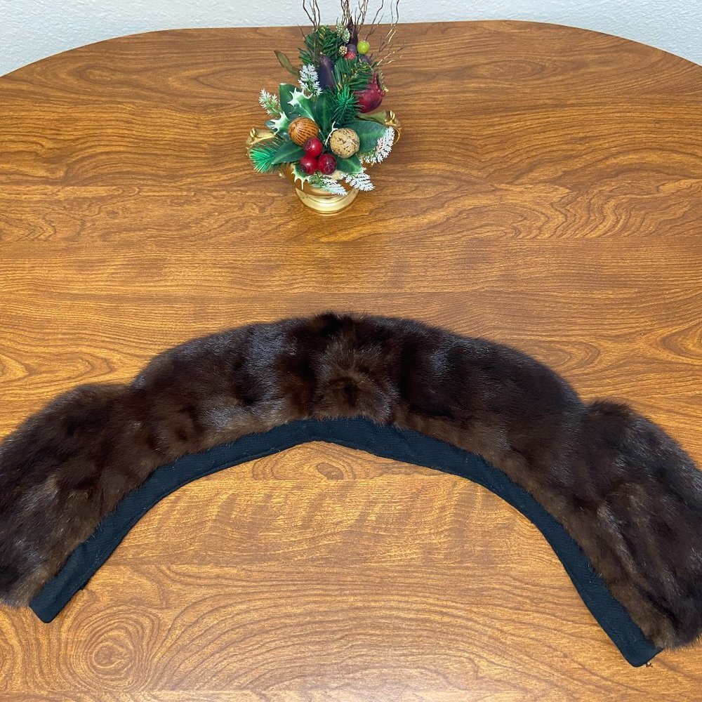 Vtg Dark Brown Real Mink Fur Collar for Coat or Sweater